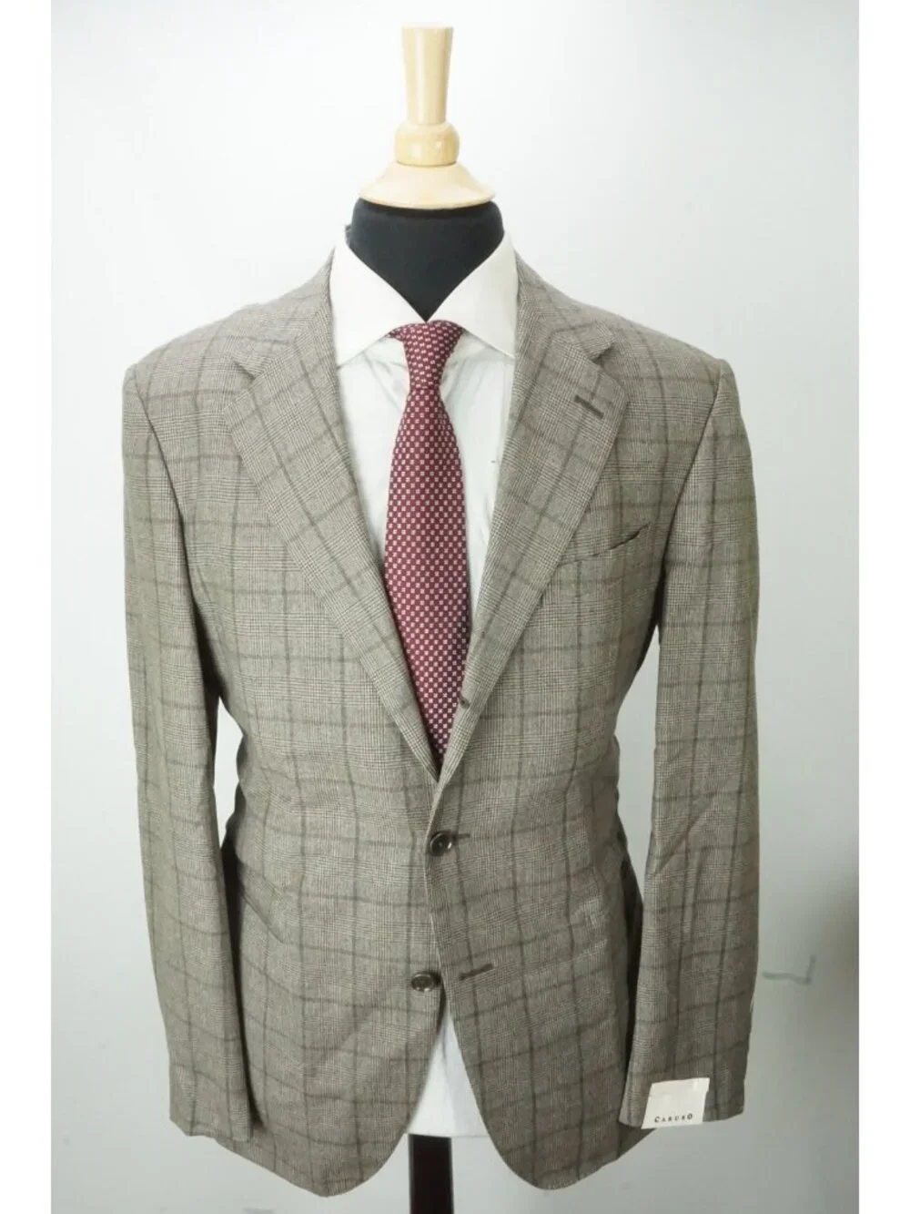 Caruso Gray Brown Plaid Flannel S110s Wool 2 Pc Suit Jacket Pant 42 US NEW